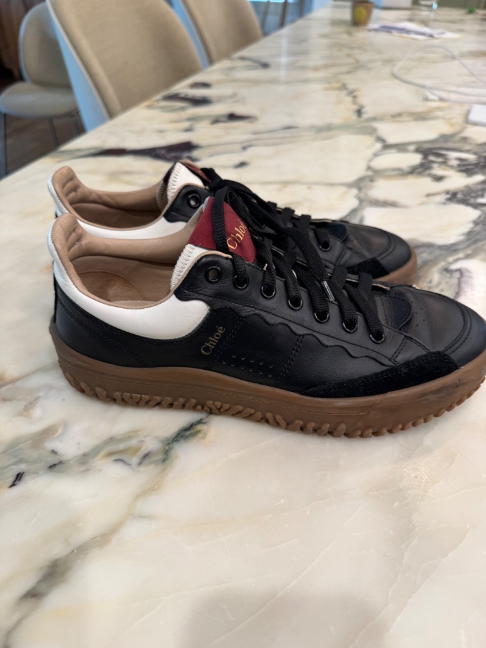 Chloe Black Leather Sneakers Size 39 (US 9) - Picture 5 of 6